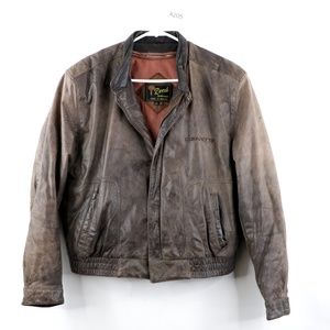 Vintage 90s Corvette Distressed Leather Jacket